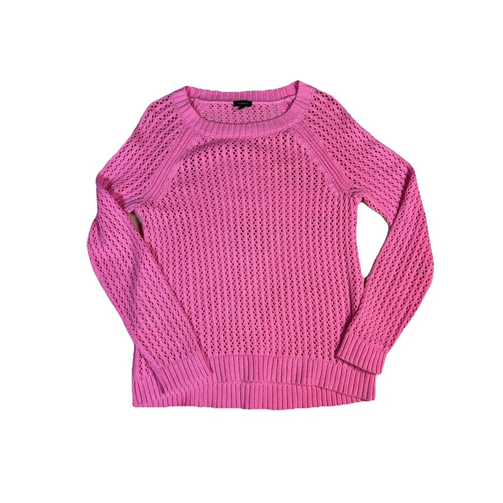 Talbots Knit Sweater Women Size M Pink 100% Cotton High Low
